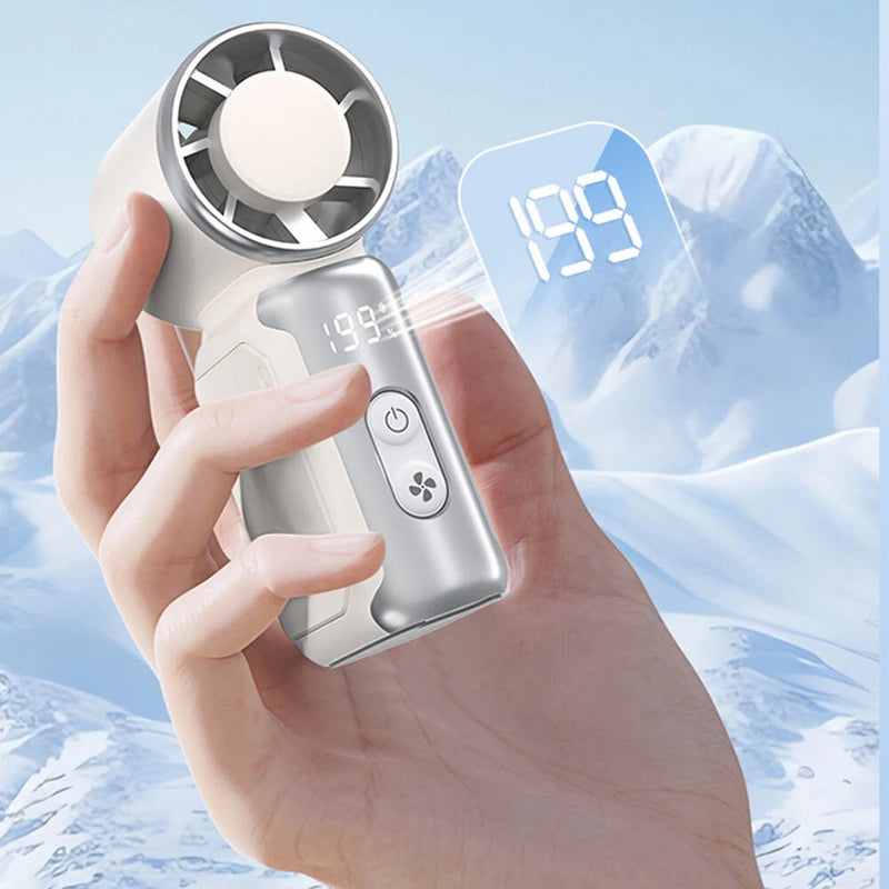Tevorex Portable Handheld Pocket USB charging Fan 199 Level Strong Wind Regulation Outdoor Handheld Fan LED Screen Camping Cooling Fan Tools