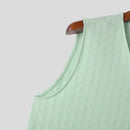 INCERUN Mens Solid Textured V-Neck Sleeveless Tank Top Comfortable Cool Vest Top