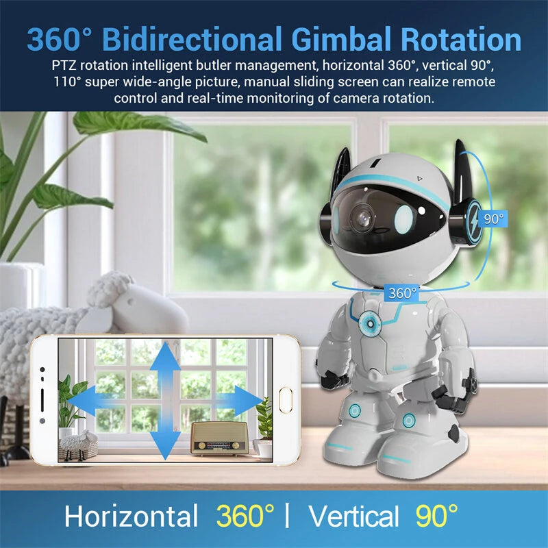 ESCAM PT205 5G Dual Wifi Smart Robot Camera Wireless PTZ AI Automatic Tracking Motion Detection Security Camera Two-way Audio Night Vision Hieasy APP
