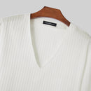 INCERUN Men Fashion V-neck Long Sleeve T-shirt Comfy Loose Fit Solid Color Tshirt Top for Men Plus Size, Spring Fall