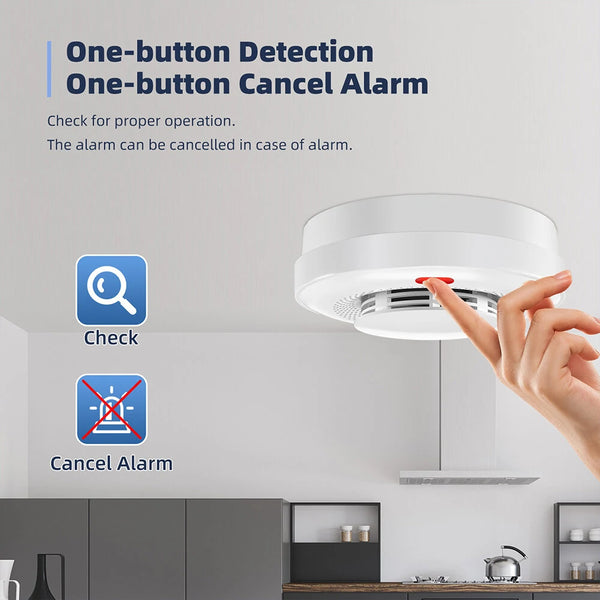 Tuya WiFi Smoke Detector Alarm Intelligent Wireless Home Fire Smoke Sensor Sound and Light APP Remote Control Fire Protection Alarming Device
