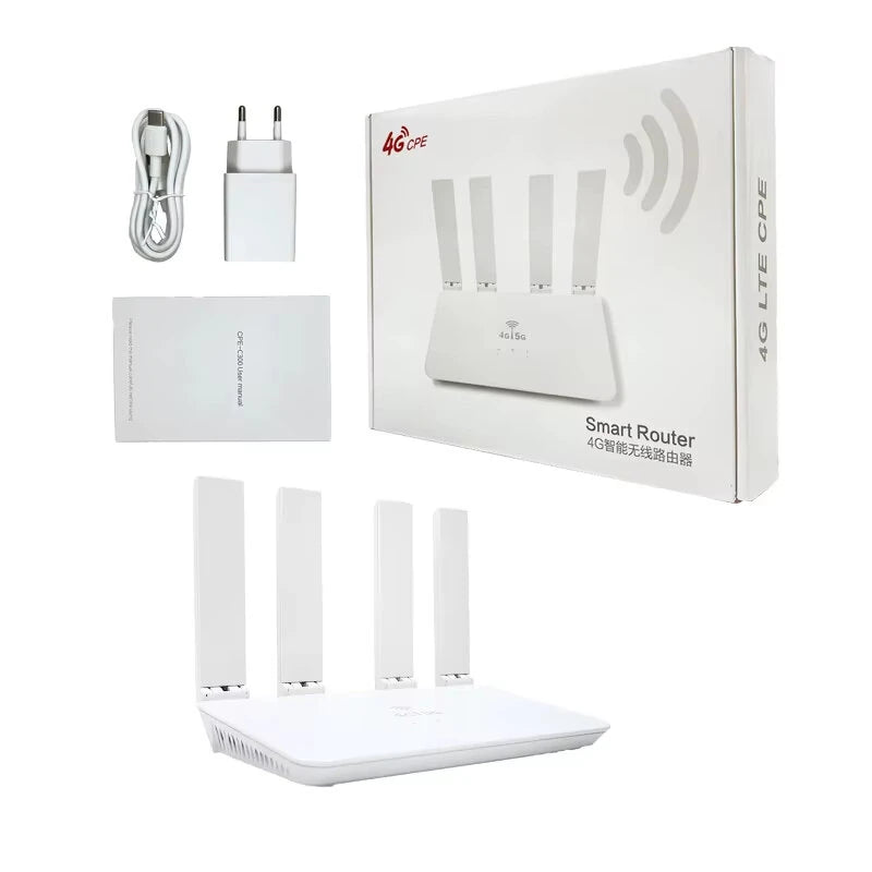 CPE906 4G LTE Router 300Mbps High Speed WAN LAN Ports 4 Antennas Plug Play SIM Card Slot Multi Carrier Support