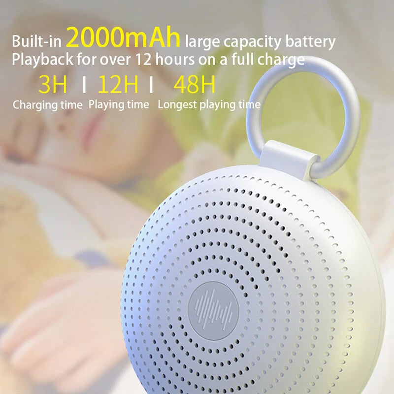 Rechargeable White Noise Machine with 7 Colors Night Light, Portable Sound Machine for Baby Adult Sleeping with 24 Soothing Sounds/6 Levels Brightnessfor Home, Travel, Gift