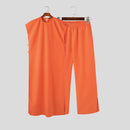 INCERUN Men Sets Muslimer Clothing Saudi Arabia Solid O-neck Sleeveless Kaftan Jubba Thobe & Pants 2PCS Islamic Men's Suits