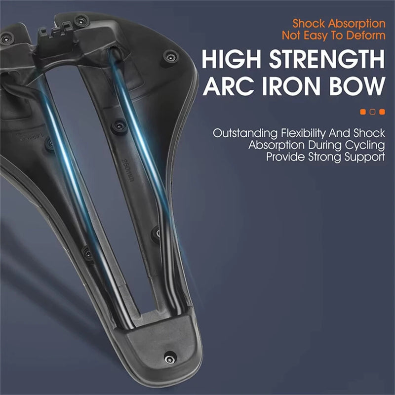 WEST BIKING Hollow Bicycle Saddle Breathable Comfortable PU Waterproof Aerodynamic Anti-slip Concave Point Cushion Shock Absorption Bike Seat for MTB Road Bike