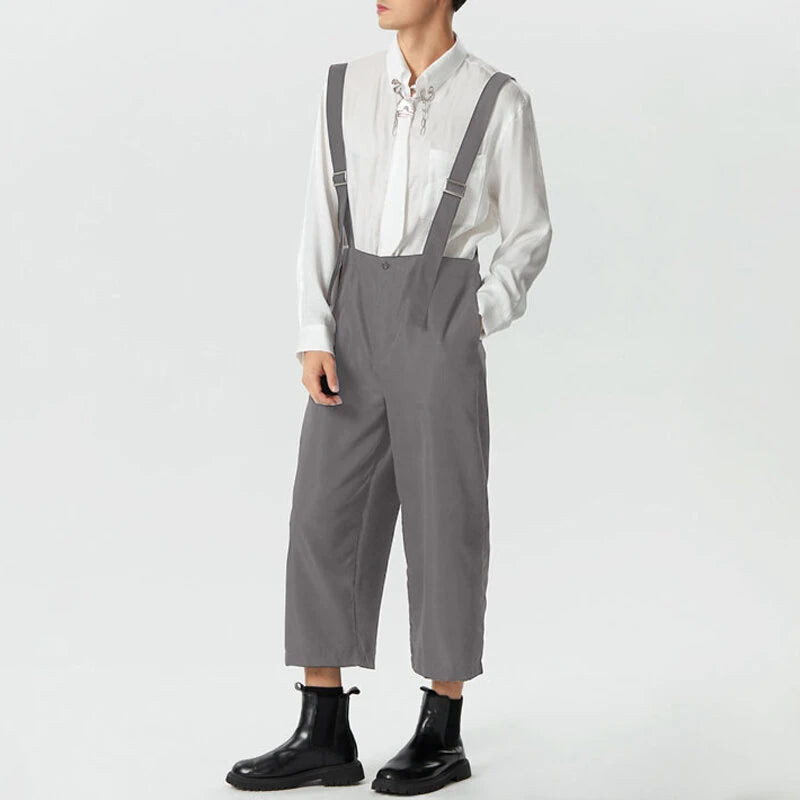 INCERUN Men's Casual Overalls with Adjustable Straps, Loose Fit Wide Leg Jumpsuit for Men Large Size S-5XL