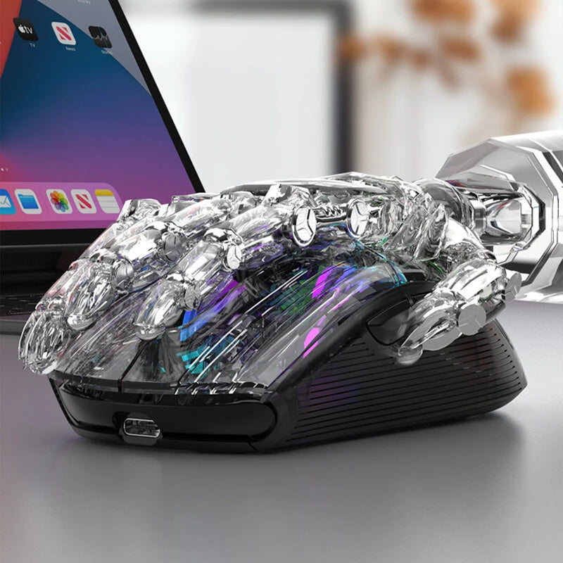 XUNSVFOX XYH20pro RGB Transparent Shell Gaming Mouse Power Display Three Mode Wireless bluetooth Type-C Rechargeable Ergonomics Mute Mice with Charging Dock PC Accessories