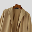 INCERUN Mens Knitted Polo Collar Long Sleeve Cardigan Comfortable Fashion Solid Color Men Top for Spring Fall Winter