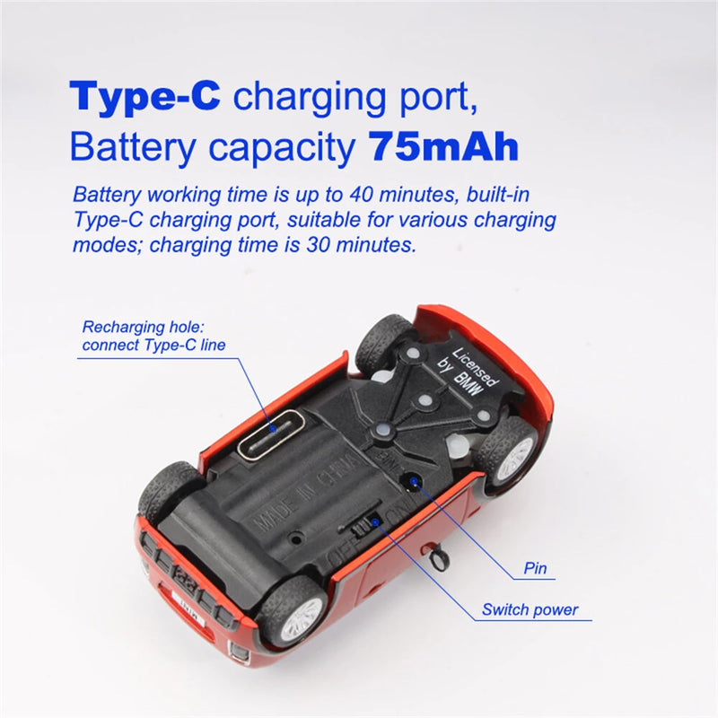 Turbo Racing RTR 1/76 2.4G RWD Drift RC Car for BMW Licensed Mini Cooper F56 3 Door Hatch Sports Racing LED Lights Full Proportional Vehicles Model Kids Children Toys