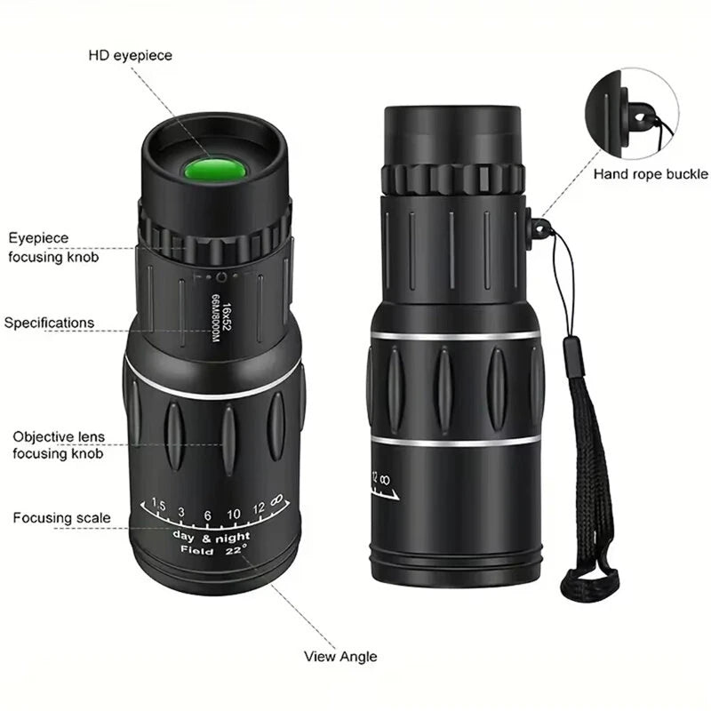 IPRee 16x52 Monoculars HD Powerful Long Distance Field of View Image Stabilization Waterproof For Wildlife Observation Hiking