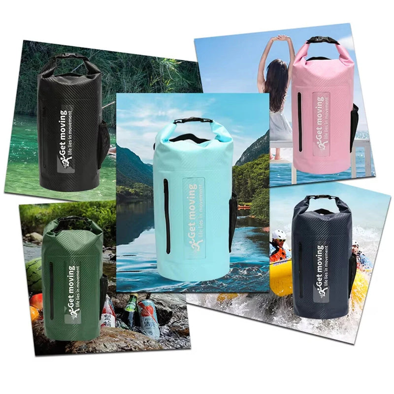 WaveRite 10L/20L Carbon Fiber Waterproof Dry Bag Pack Sack Hand-Held Bucket Bag, Waterproof Bag, Beach Drifting Swimming Bag, Outdoor Backpack