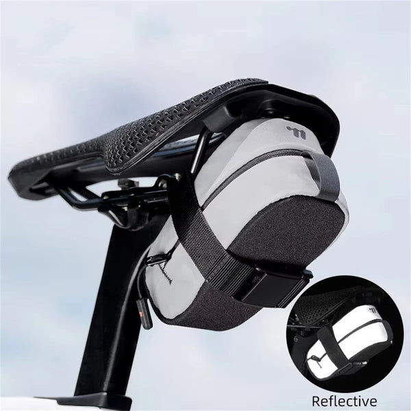 WEST BIKING 0.4L Reflective Bicycle Saddle Bag Mini Lightweight Portable Zipper Bike Bag Tail Pouch for Road MTB