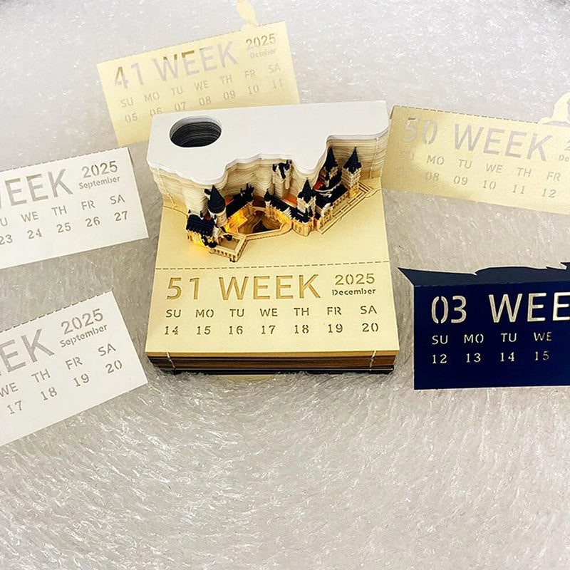 2025 LED Light Memo Art Calendar Board Creative Timepiece Calendar Creative Gift 3D Stereo Notepad