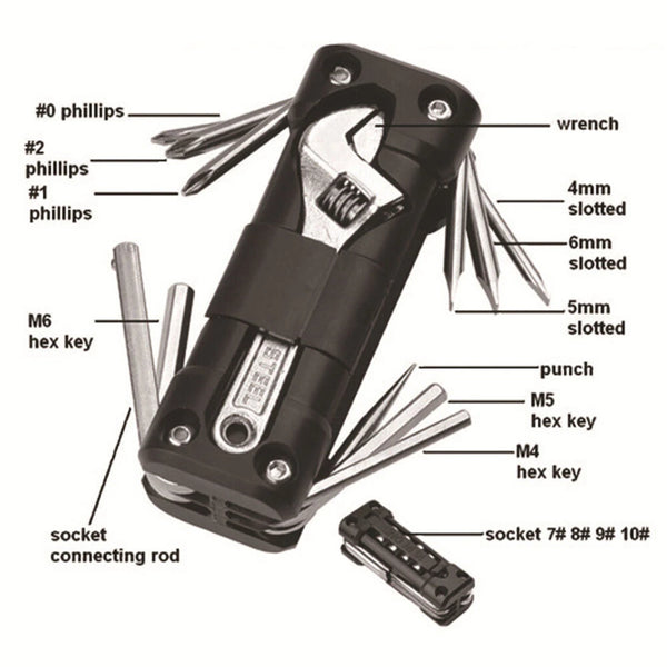 XANES 1pcs Multi-functional Combination Bicycle Tool Outdoor Motorcycle Bike Tire Chain Repair Tool Set