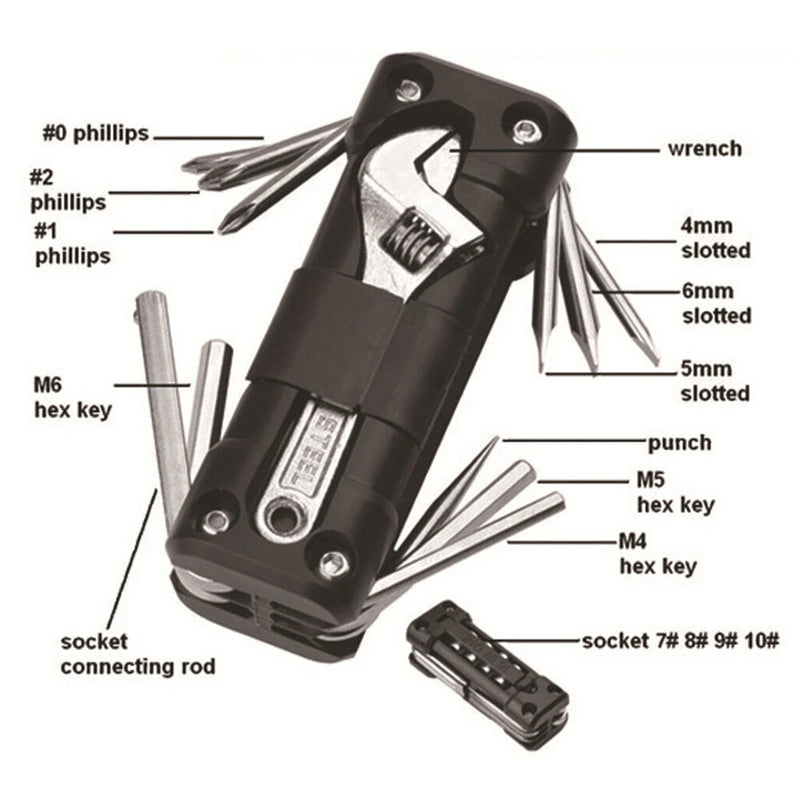 XANES 1pcs Multi-functional Combination Bicycle Tool Outdoor Motorcycle Bike Tire Chain Repair Tool Set