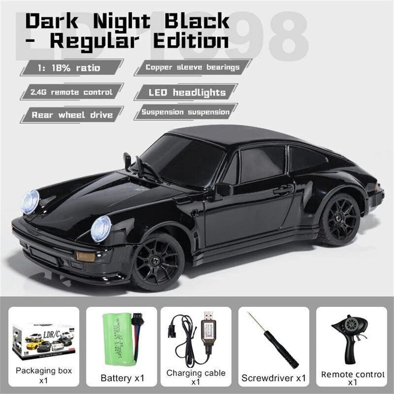 LDRC A98 RTR 1/18 2.4G RWD Drift RC Car LED Light On-Road Full Proportional Alloy Body Shell Racing Classic Vehicles Models Toys