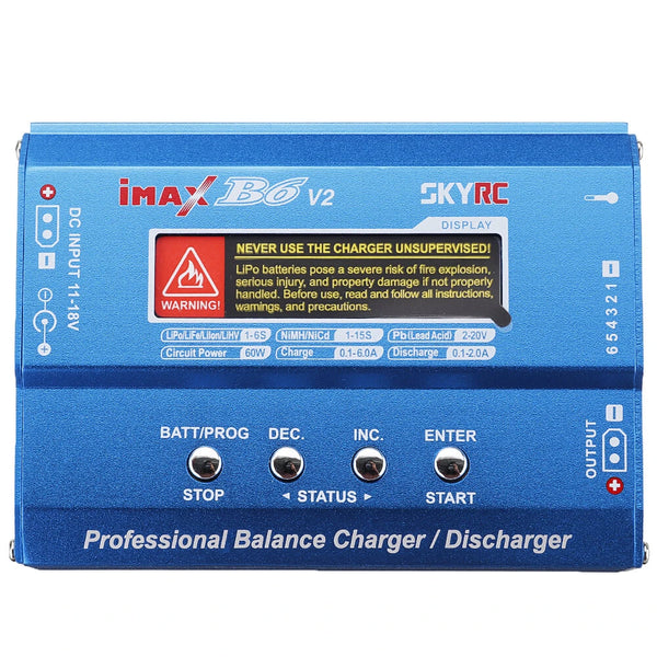 SKYRC iMAX B6 V2 60W 6A DC 2.5mm/XT60 Dual Input Battery Balance Charger Discharger with XT60 Output for Lipo/Li-ion/LiHV/LiFe/NiMh Battery