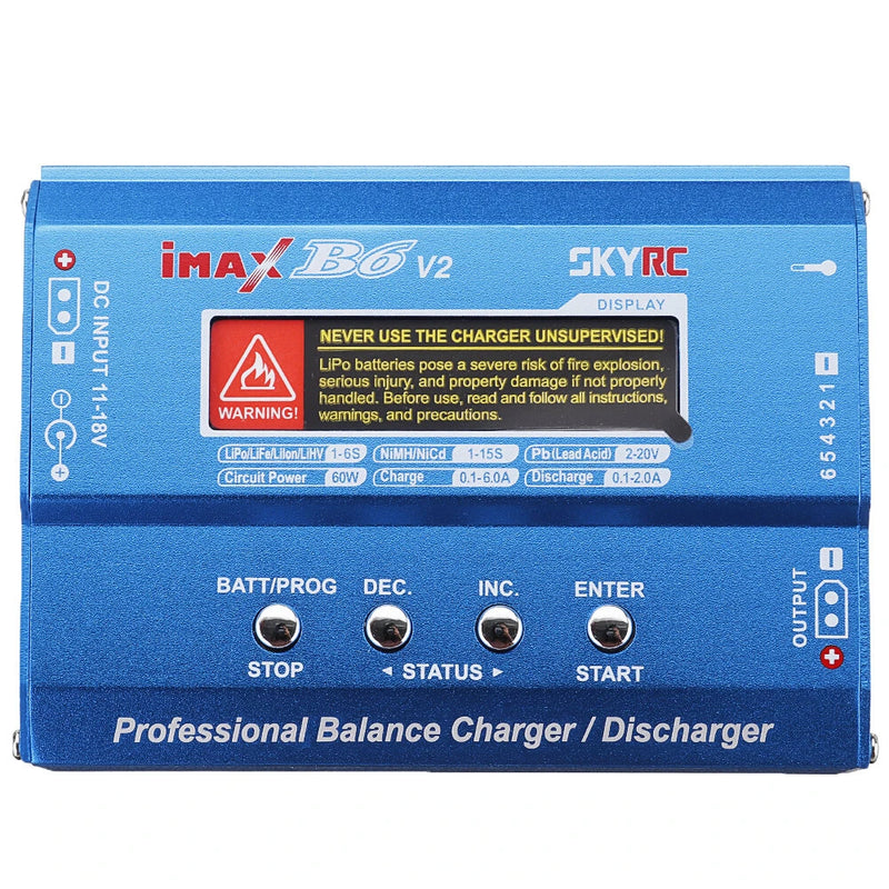 SKYRC iMAX B6 V2 60W 6A DC 2.5mm/XT60 Dual Input Battery Balance Charger Discharger with XT60 Output for Lipo/Li-ion/LiHV/LiFe/NiMh Battery