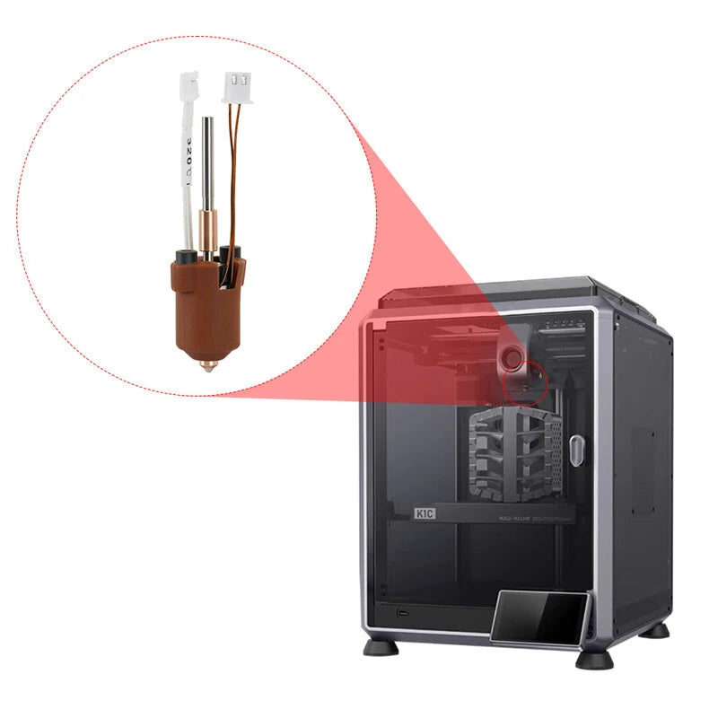 K1C Ceramic Heating Hotend Kit 0.4mm Nozzle 300C High Temp Hardened Steel Chromium Zirconium Copper Titanium Alloy for 3D Printer PLA ABS PETG TPU Nylon