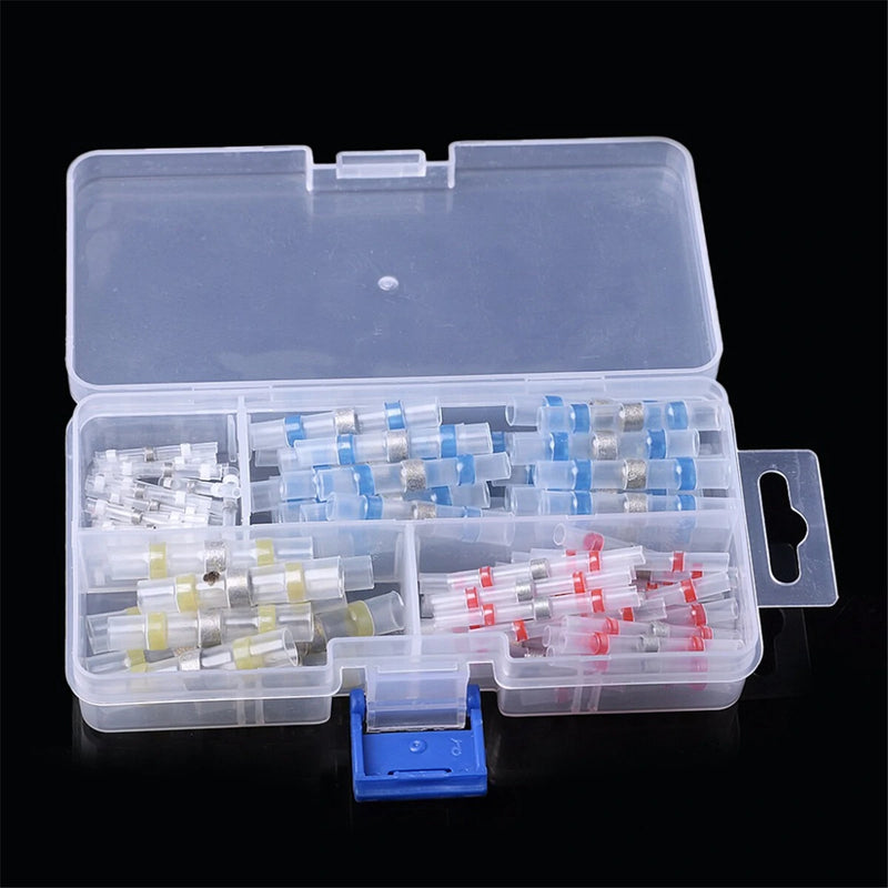 50/100PCS Solder Seal Heat Shrink Tube Butt Wire Connectors Waterproof Terminals Available in 4 Sizes Tinned Copper Material Ideal for Marine and Automobile Applications