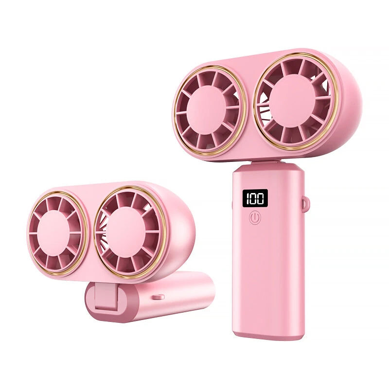 Neck Hanging Fan USB Rechargeable Folding Design Dual Turbo Dual Fan Cooler Rechargeable Cooling Fan With Digital Display