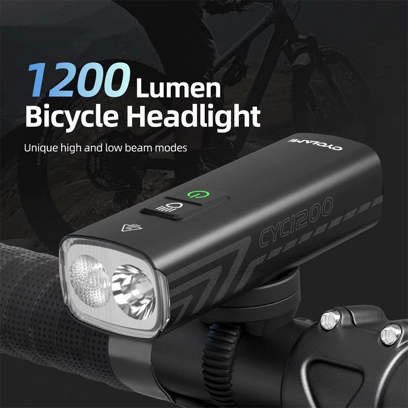 CYCLAMI BR 1200 Lumens Bike Headlight 2500mAh IPX6 Waterproof Type-C Charging Front Lights for Outdoor Road Cycling Safety