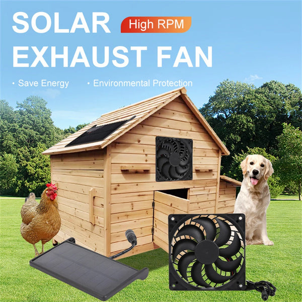 IPRee 3W Solar Panel Solar Exhaust Fan Pet Animal Husbandry Indoor Ventilation Cooling PV Module Outdoor Fan Speed Controller