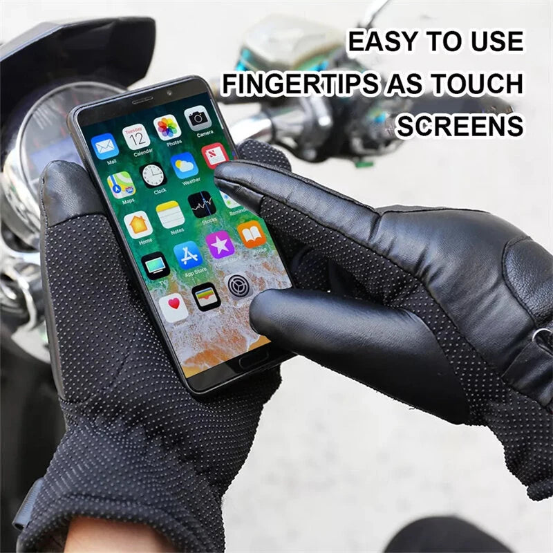 TENGOO USB Electric Heated Thermostatic Gloves Waterproof PU Touchscreen Heated Gloves Winter Motorcycle Riding Hand Warm Gloves