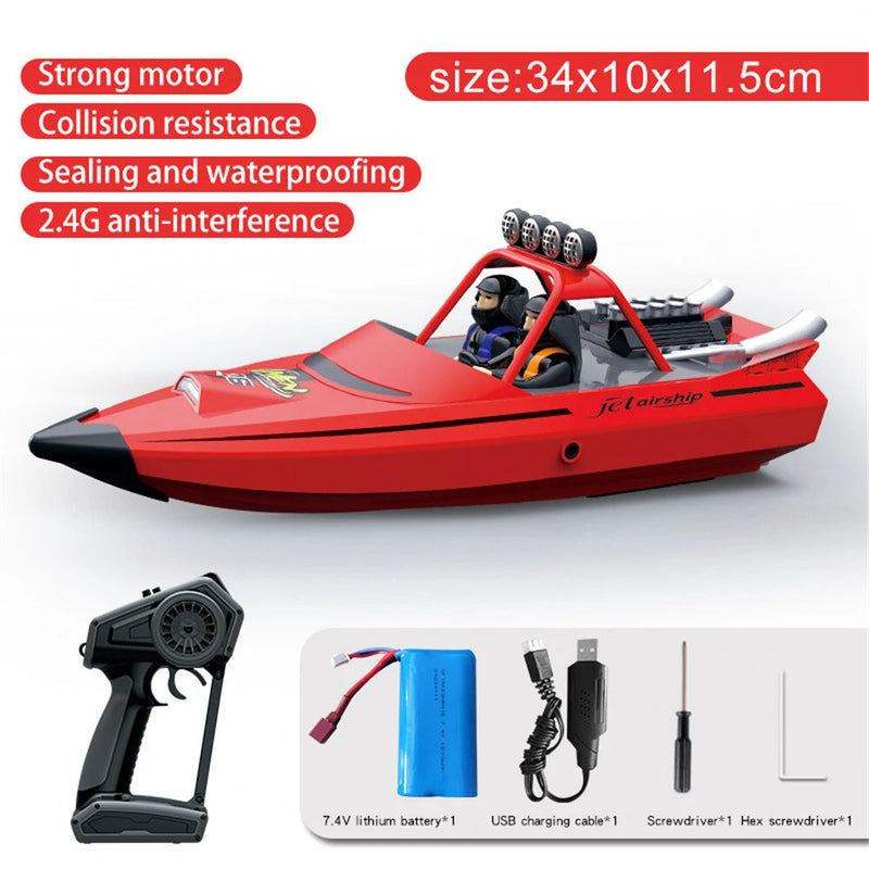 TY XIN 725 2.4G 30km/h RC Boat Jet Speedboat Capsized Reset Waterproof LED Light Remote Control Ship High Speed Vehicles Models