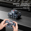 WENNANFENG BRRRRT 1/64 2.4G Mini RC Tank Desktop Simulation Battle Tracked Full Proportional Remote Control Shooting Vehicles Models with Infrared Combat 360 Rotating Turret Micro Toys