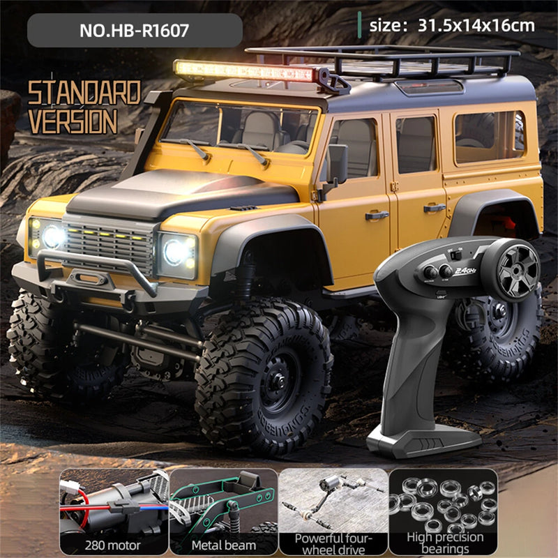HB Toys RTR R1607/8/9 1/16 2.4G 4WD RC Car Full Proportional Rock Crawler LED Light Off-Road Climbing Truck Vehicles Models Toys