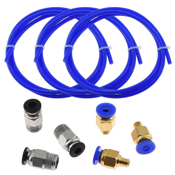 TWO TREES 3PCS 1Meters Blue PTFE Tube + 3 PC4-M6 Pneumatic Connector + 3 PC4-M10 Connectors for 3D Printer 1.75mm Filament