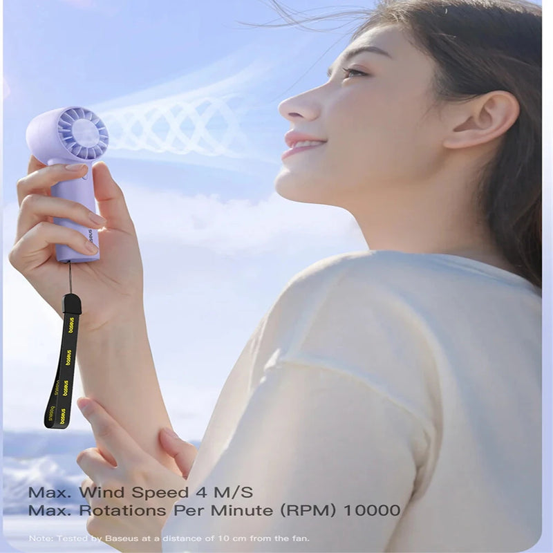 Baseus GoTrip DT1 Mini Turbine Handheld Fan 3 Speed Adjustable Portable Fan 1200mAh Rechargeable Fan for Desktop Outdoor Camping