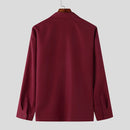 INCERUN Mens Colorblock Patchwork Long Sleeve Shirt Comfortable Soft Fashion Lapel Top Shirt