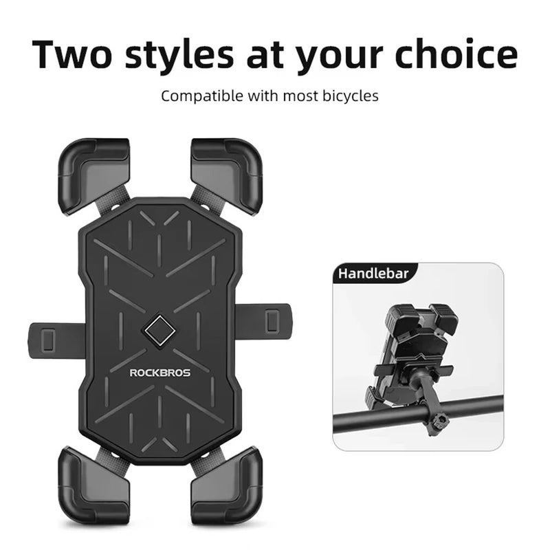 ROCKBROS 4.5''-7.2''Bicycle Phone Handlebar Holder 360 Rotation 30 Tilt Auto Locking Shockproof Non-slip Motorcycle Electric Vehicle Bike Bracket