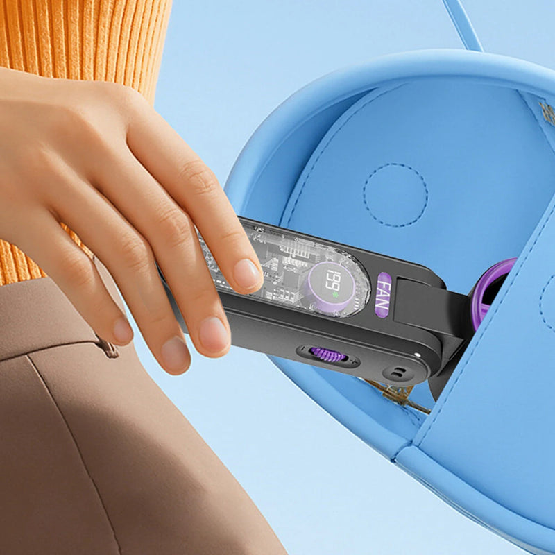 Tevorex Portable Ice Cooling Handheld Small Fan High-speed Rechargeable 3000mAh Battery 199 levels Wingspeed Adjustable LCD Digital Display for Outdoor or Indoor