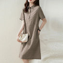 ZANZEA Elegant Style Women's Dresses Daily Short Sleeve Lapel Plaid Loose Midi Shirt Dress