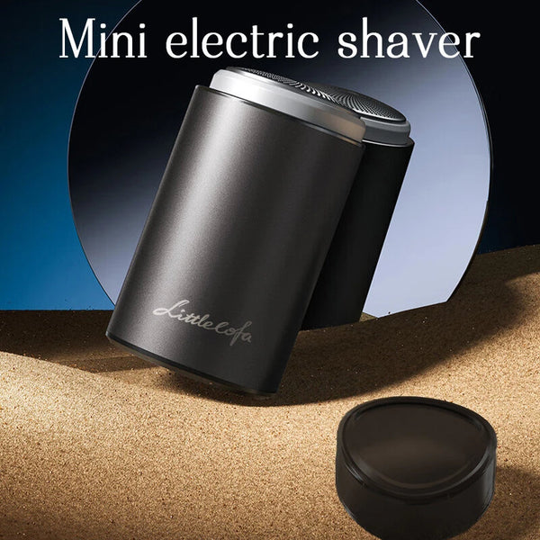 Littlelofa Mini Electric Shaver Mini Portable Men's Shaver Rechargeable Travel Mini Rotary Beard Shaver Home 400mAh Portable Shaver
