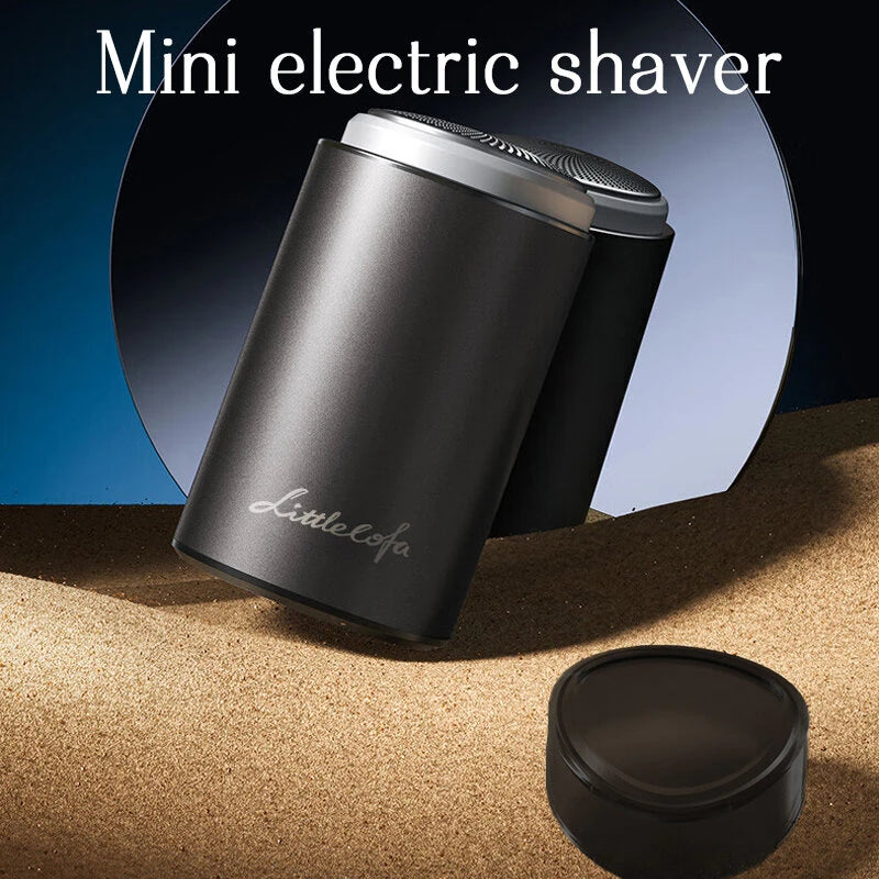 Littlelofa Mini Electric Shaver Mini Portable Men's Shaver Rechargeable Travel Mini Rotary Beard Shaver Home 400mAh Portable Shaver
