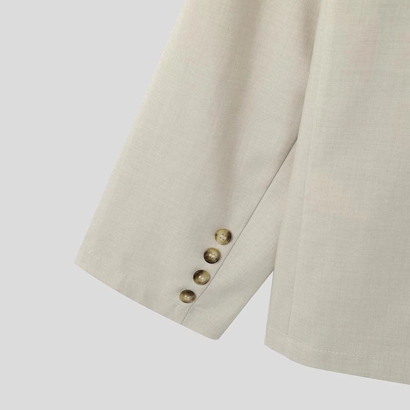 INCERUN Mens Casual Loose Fit Long Sleeve Blazer Fashionable Versatile Solid Color Suit Outwear Top for Men