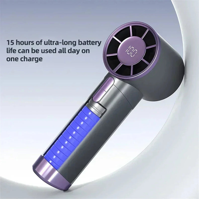 IPRee Portable Handheld Fan 1-100 Speeds Adjustable Turbo Mini Fan with LED Display Rechargeable Ice Cooling Metal Shell Personal Fan
