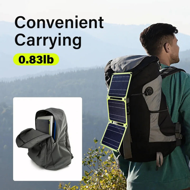 15W High Efficiency Solar Panel with Multiple Output Interfaces Compact Portable Folding Waterproof suitable for Outdoors Camping Hiking USB-C USB-A DC-output Models
