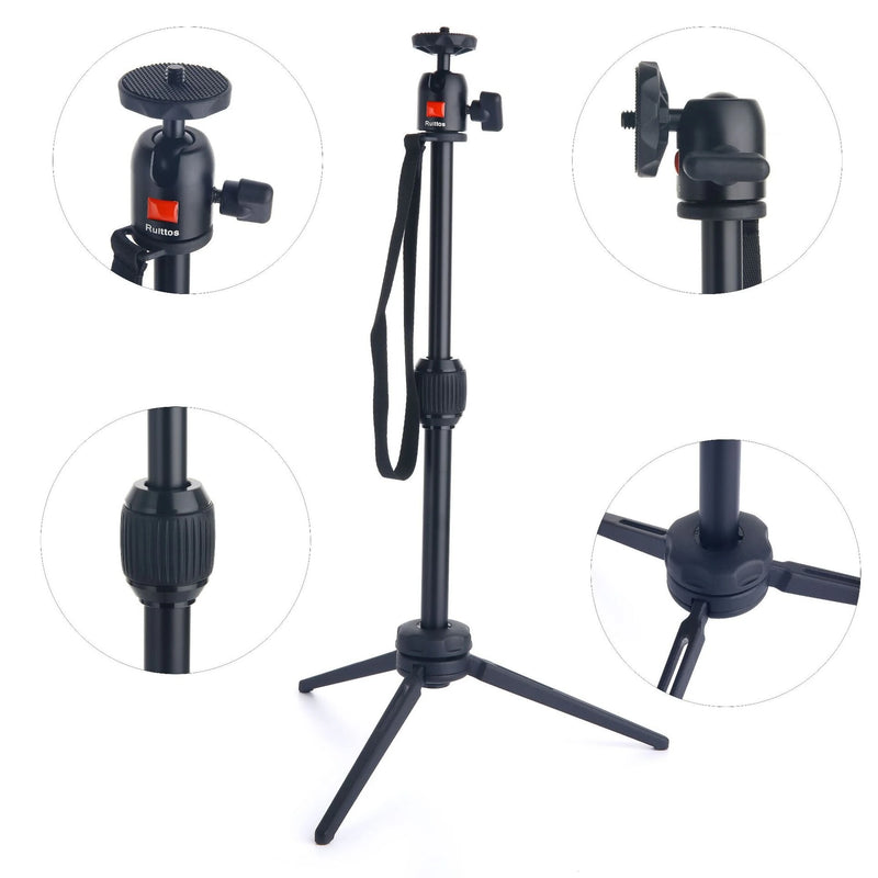 MT-10 Mini Aluminum Tripod Projector Stand 2 Section Tabletop Tripode with Gimbal Ball Head for SLR DSLR Camera Phone Photography Travel Tripe Holder