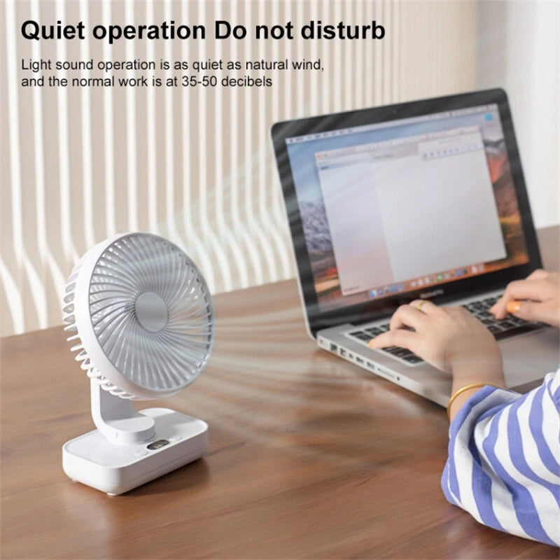 Mini Desktop Fan Shaking Usb Air Cooler 4 Gear Wind Speed 4000Mah Battey Capacity Angle Adjustment Low Noise for Office Room