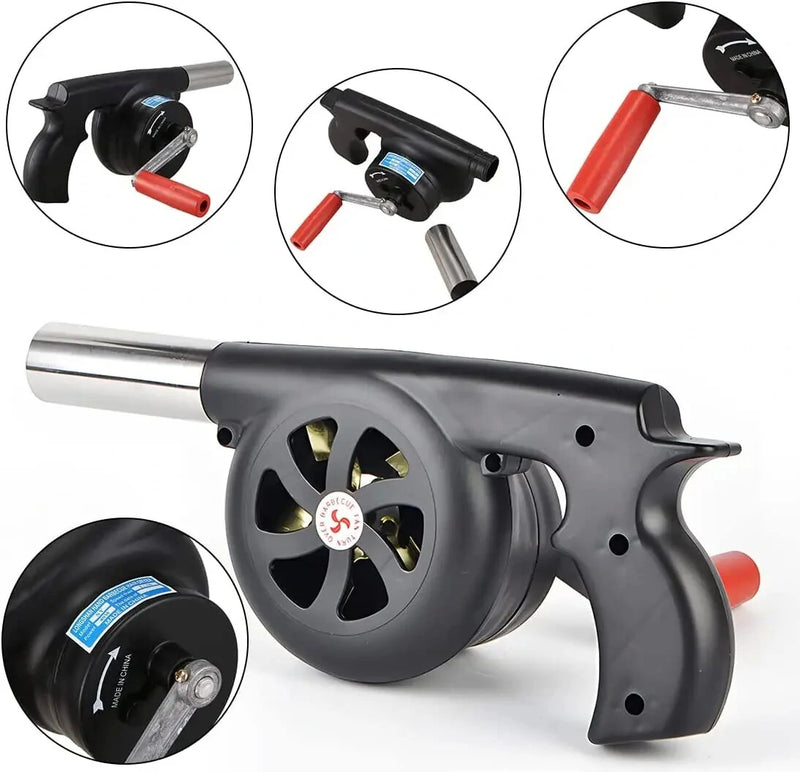 Outdoor Barbecue Fan Hand-cranked Air Blower Portable BBQ Grill Fire Bellows Tools Picnic Manual Barbecue Camping Accessories