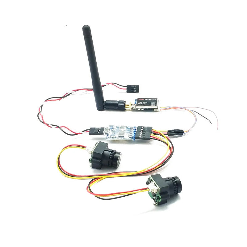 EWRF FPV Dual Camera System 1000TVL CMOS Mini Two Cameras + 5.8Ghz 600mW 40CH VTX + 3CH Switch Support PMW for RC Racing Drone