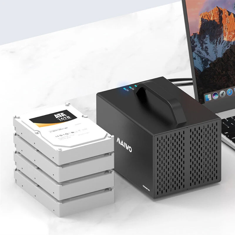 MAIWO 4 Bay 3.5-Inch Hard Drive Enclosure USB 3.1 Gen1 to SATA 4K HD RAID 0/1/5 External Hard Drive Disk Dock up to 64TB