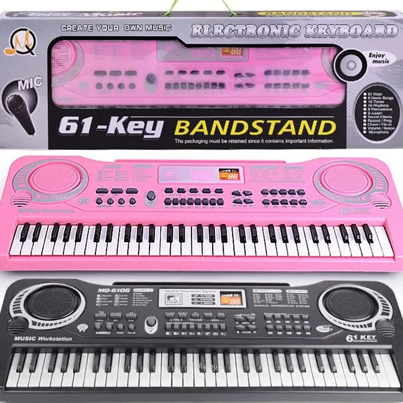 61 Keys Portable Electronic Piano Keyboard Organ With Microphone Educational Toys Musical Instrument Gift for Kids Beginners