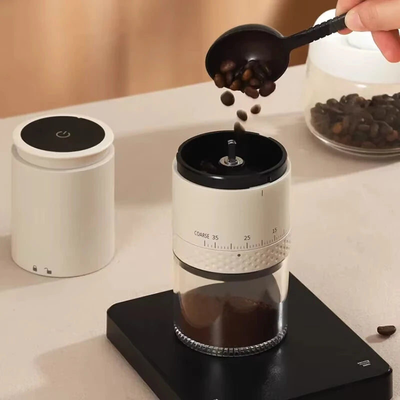 1500mAh Electric Coffee Grinder Ceramic Grinding Core Conical Coffee LED Touch Screen Burr Grinder Externally Adjustable Bean Grinding Machine Kaffe Bohnen Grinder