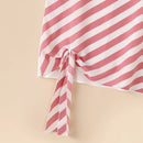 ZANZEA Women Striped Printed T-shirt Fashion Short Sleeve Tee Holiday Summer Holiday Belted Design Casual Simple Tops